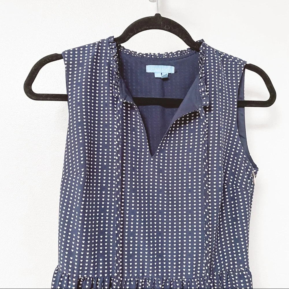 Draper James Heart Dots Tiered Dress Nassau Navy 0 - Picture 5 of 13